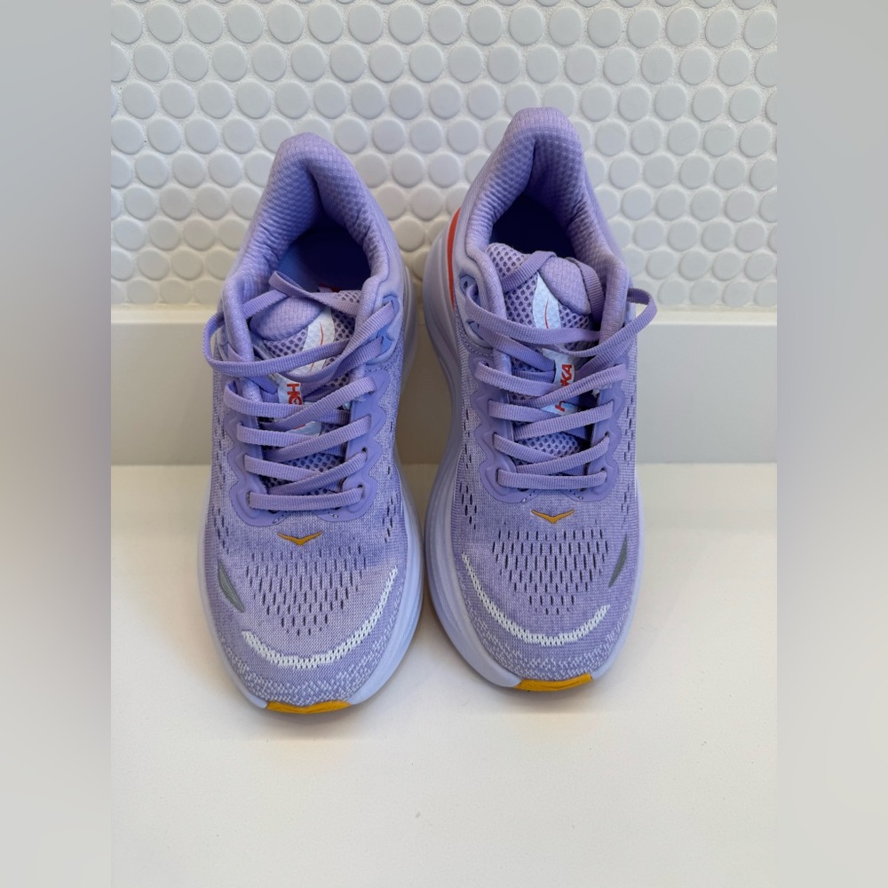 Hoka Bondi 9 Women's Sneakers lavender aster flower starlight glow NEW size 6.5 - Picture 7 of 10